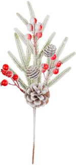 Branch MagicHome Christmas, frosted, with rose hips, 34 cm