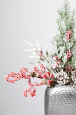 Branch MagicHome Christmas, frosted, with rose hips, 34 cm