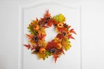 Koszorú MagicHome Nature, őszi, narancssárga, juhar levelek, 40 cm
