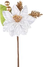 Ág MagicHome Karácsony, mikulásvirág virággal, fehér, 16 cm