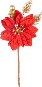 Vetvička MagicHome Vianoce, s kvetom poinsettia, červená, 16 cm