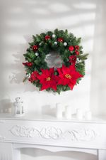 Kvet MagicHome Vianoce, Poinssetia, červená, 24 cm, veľkosť kvetu: 24 cm