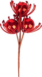 Ág MagicHome Karácsony, gömbökkel, piros, 22 cm