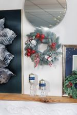 Ág MagicHome Karácsony, gömbökkel, piros, 22 cm