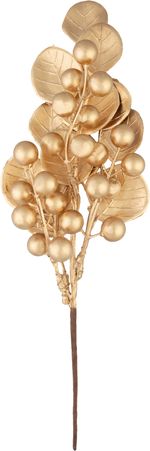 Branch MagicHome Christmas, with berries, gold, 27 cm