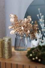 Branch MagicHome Christmas, with berries, gold, 27 cm