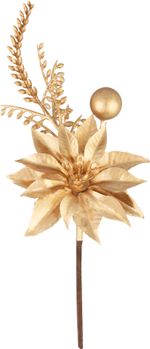 Branch MagicHome Christmas, with poinsettia flower, gold, 24 cm