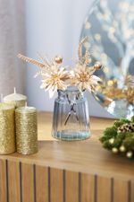 Branch MagicHome Christmas, with poinsettia flower, gold, 24 cm