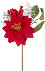 Branch MagicHome Christmas, with poinsettia flower, red, 19 cm
