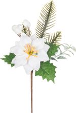 Branch MagicHome Christmas, with poinsettia flower, white, 24 cm