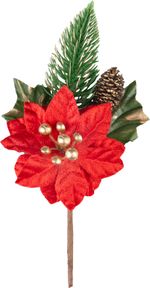 Branch MagicHome Christmas, with poinsettia flower, red, 18 cm