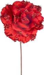 Kvet MagicHome Vianoce, ruža, červená, 17 cm, veľkosť kvetu: 9 cm