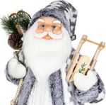 Decoration MagicHome Christmas, Santa with sleigh, white-grey, 60 cm