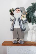 Decoration MagicHome Christmas, Santa with sleigh, white-grey, 60 cm