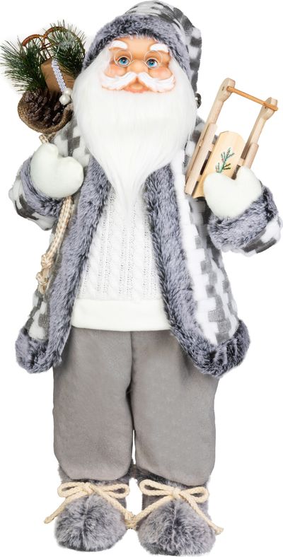 Decoration MagicHome Christmas, Santa, white-grey, 60 cm