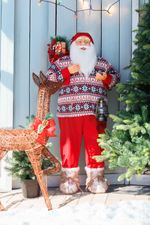 Dekorácia MagicHome Vianoce, Santa, so svetrom, 120 cm