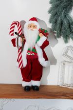 Dekorácia MagicHome Vianoce, Santa, s darčekom, červený, 45 cm