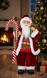 Decoration MagicHome Christmas, Santa, with gift, red, 60 cm