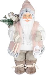 Decoration MagicHome Christmas, Santa, with gift, pink-brown, 30 cm