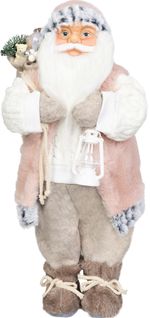 Decoration MagicHome Christmas, Santa, with gift, pink-brown, 46 cm