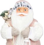 Dekorácia MagicHome Vianoce, Santa, s darčekom, ružovo-hnedý, 46 cm