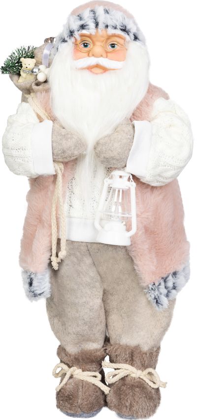 Decoration MagicHome Christmas, Santa, with gift, white, 46 cm