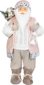 Decoration MagicHome Christmas, Santa, with gift, pink-brown, 60 cm