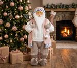 Decoration MagicHome Christmas, Santa, with gift, pink-brown, 60 cm