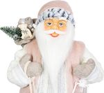 Decoration MagicHome Christmas, Santa, with gift, pink-brown, 60 cm