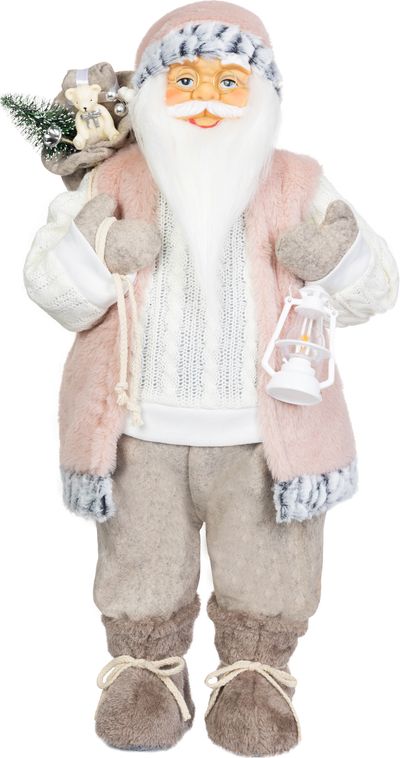 Dekoráció MagicHome Karácsony, Mikulás, ajándékkal, fehér, 60 cm