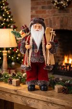 Decoration MagicHome Christmas, Santa, with gift, red, 30 cm