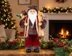Decoration MagicHome Christmas, Santa, with gift, red, 46 cm
