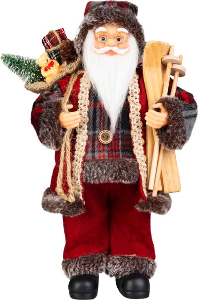 Decoration MagicHome Christmas, Santa, with gift, red, 46 cm