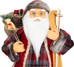 Dekoráció MagicHome Vianoce, Mikulás, ajándékkal, piros, 60 cm