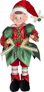 Dekoráció MagicHome Vianoce, manó, piros-zöld, 30 cm