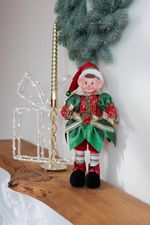 Dekoráció MagicHome Vianoce, manó, piros-zöld, 30 cm