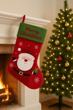 Decoration MagicHome Christmas, Boot, Santa pattern, 25 x 41 cm