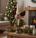 Decoration MagicHome Christmas, Reindeer, girl, 22 x 14 x 53 cm