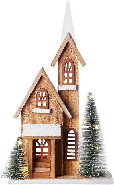 Decoration Church, 15xLED, 24x9x42 cm, with timer