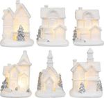 2.OSZTÁLY Dekoráció MagicHome Karácsony, házikó, műanyag, 1xLED meleg fehér, 6x6x8 cm, 2xLR44