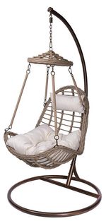 2. OSZTÁLY Fotel SULAWESI, PE rattan, hintázó, kerti, párnával és ülőpárnával