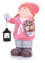 2. OSZTÁLY Figura MagicHome Karácsony, Lány lámpással és baglyával, kerámia, 28x18,5x39,5 cm