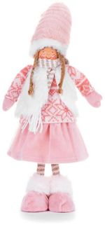 2nd CLASS Figurine MagicHome Christmas, Girl, fabric, brown-white, 22x12x53 cm