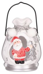 2nd CLASS Decoration MagicHome Christmas, Santa in a package, LED, terracotta, 9.8x8.8x12.8 cm
