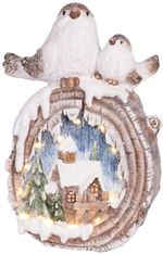 2nd CLASS Decoration MagicHome Christmas, Birds with Houses, LED, Ceramic, 3xAAA, 33.3x16.5x47 cm
