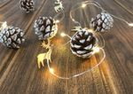 2nd CLASS Chain MagicHome Christmas Pine, 20x LED warm white, with snowy pine cones, 2xAA, simple li